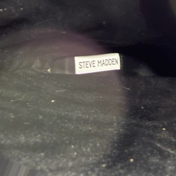 Steve Madden Linconn Boots Black Faux Leather Knee Cowboy Western Heel Sz 8 - Picture 10 of 13